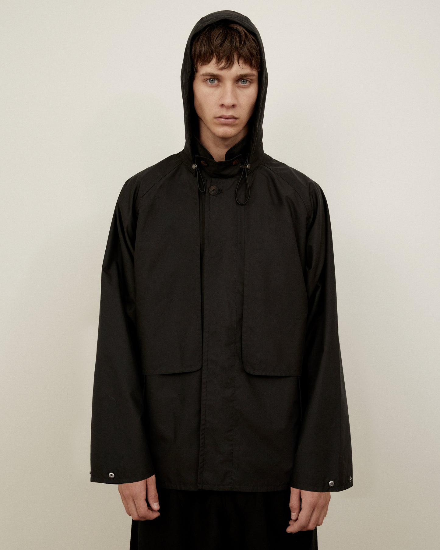 Morrow Australia Fashion black dry jacket with hood on