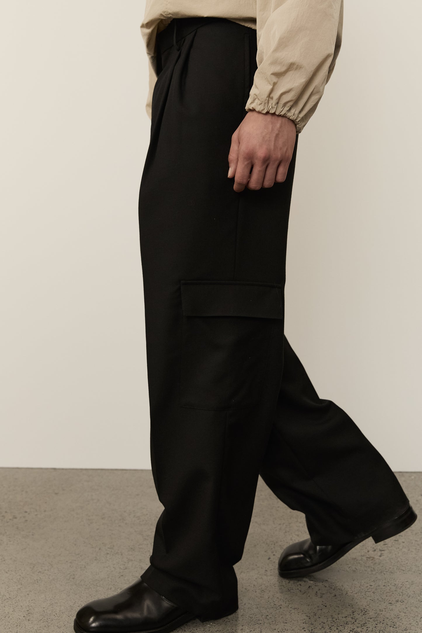 Wool Cargo Trouser • Black